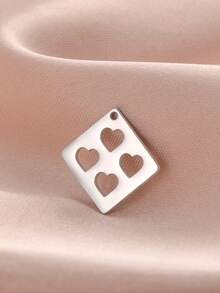 TEAMER 1pc/Pack Minimalist Hollow Heart Pendant Cute Lucky Pattern Handmade DIY Accessory For Necklace, Earrings, Keychain, Bag Charm - Love Series - View 3