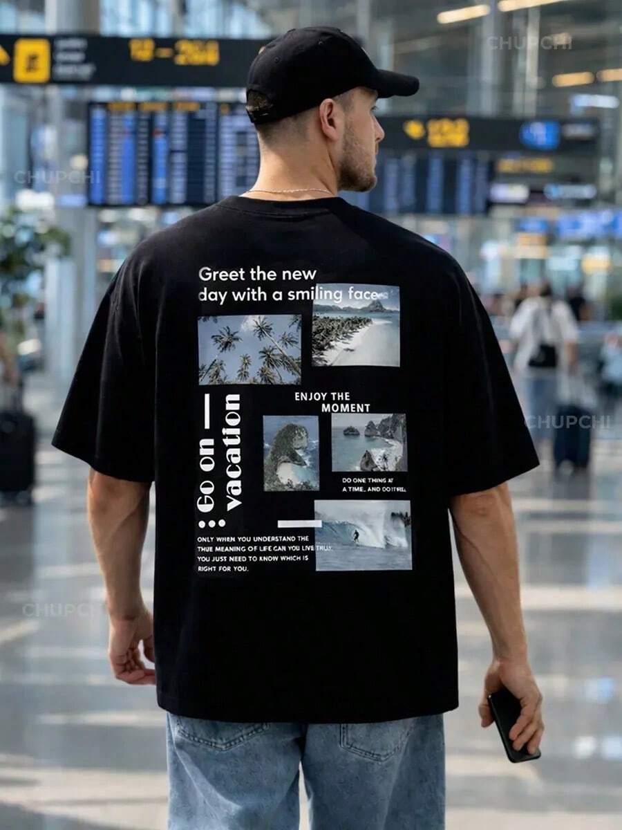 Oversized T-Shirt In Thick, Milky Fabric With CHUPCHI BLOC Print - 黑色 - 查看 1
