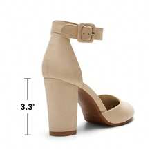 Zapatos de tacón de mujer Hebilla Liso Tira Tobillera Elegante - Albaricoque - Ver 8