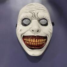 1件萬聖節恐怖面具－微笑小惡魔白色惡魔臉，耐用塑料，適合角色扮演與服裝配件，個性化配件 | 獨特設計 | 紋理飾面 - 彩色 - 查看 10