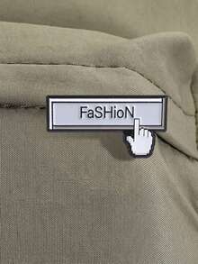1pc Retro Pixel Click Button Enamel Pin, Computer Cursor Badge With "FaSHioN" Text, Fashion Accessory For Clothes And Backpacks, Gift For Friends - Black and White - View 7