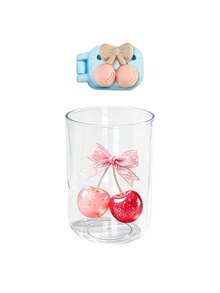 Vaso para cepillo de dientes transparente con diseño de cereza y tapa para cepillo de dientes, caja antipolvo para cabezal de cepillo de dientes, vaso para enjuague bucal estilo INS, vaso para cepillo de dientes para el hogar, soporte para cepillo de dientes con diseño de cereza, tapa portátil para cabezal de cepillo de dientes, artículos de baño diarios, almacenamiento de baño, set esencial de viaje - Multicolor - Ver 12