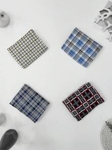 4pcs Men's Plus Size Plaid Print Loose Comfortable Thin Breathable Elastic Boxer Shorts Set With Elastic Waistband, Multi-Color Combination - Multicolor - View 11