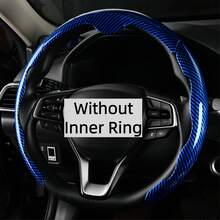 3pcs Non-Slip Steering Wheel Cover - Faux Carbon Fiber Pattern + Minimalist Style + High Gloss High Reflective + Center Alignment Marker + Embedded Easy Installation + ABS Resin Base; For Car/Pickup/SUV/MPV/Van/D-Shape/O-Shape/Round Steering Wheel - Faux Carbon Fiber Pattern - View 5