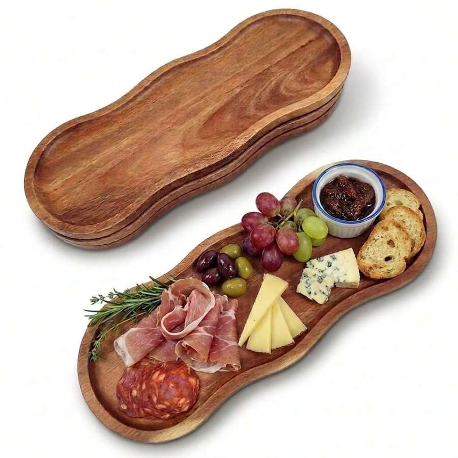 1pc Multi-Functional Wooden Serving Tray, Classic Style, Home Coffee Milk Tea Sandwich Tray, Easy To Clean Kitchen Accessory, Suitable For Outdoor Camping Wedding, Perfect Gift For Mother's Day And Christmas
