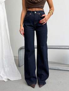 SQUALO Women's Wide Leg Color With Pocket Details Destroyed Retro Washed Street Style Jeans Ripped And Cutout Wide Leg Jeans - Royal Blue - View 5