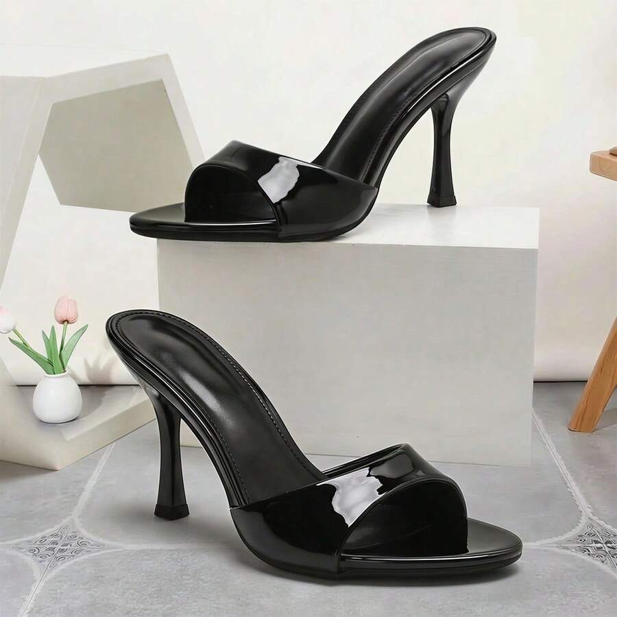 High Heel Sandals, Multi-Functional Fashion Design, Suitable For Outdoor, Summer Wear Women's Sandals, Solid Color Neutral Wedding - Black - View 1