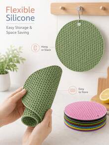 Silicone Heat Resistant Placemat | Kitchen Heat Insulation Pad, Silicone Pot Mat Suitable For Kitchen Countertops, Dining Tables, Hot Pots And Cookware, Easy To Clean And Dry, Multi-Purpose Heat Insulation Pad/Pot Mat, Suitable For Hot Dishes, Outdoor Picnics And Barbecues - View 6