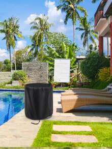 1pc Round Table Cover Waterproof Dustproof Outdoor Garden Furniture Cover For Round Dining Table - Multicolor - View 3
