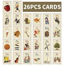 26 Vintage Alphabet Learning Cards - Vintage Letters And Alphabet Cards A To Z, With Vintage Illustrations, Educational Pronunciation And Letter Recognition Cards For Beginners - A - View 7