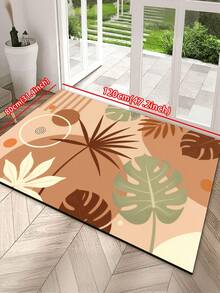 1PC Warm Brown Morandi Abstract Tropical Plant Entryway Doormat, Milk Tea Color Abstract Tropical Greenery Healing Absorbent Foot Mat, Wabi-Sabi Style Tropical Plant Entryway Doormat, Milk Tea Earth Tone Geometric Non-Slip Foot Mat, Abstract Monstera Leaf Polka Dot Absorbent Floor Mat - Multicolor - View 14