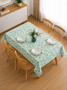 1 Piece Fresh Green Leaf Print PVC Non-Woven Composite Tablecloth, Waterproof Oil-Proof Stain Resistant Wipe Clean Rectangle Table Cover, Indoor Outdoor For Dining Room Kitchen Picnic Party Coffee Table Home Decor - A - View 5
