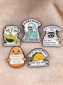 幽默心情語錄胸針系列－可愛動物琺瑯別針，包包夾克配件禮物 - 彩色 - 查看 1
