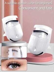 1pc Transparent White Portable Mini Eyelash Curler, Easy To Style Without Damaging Eyelashes, Fits Eye Shape, Wide Angle Without Pinching Eyelashes, Comes With Replaceable Pads For Easy Replacement, Suitable For Beginners, Makeup, Affordable, Room Decor, Vanity, Travel - Multicolor - View 1