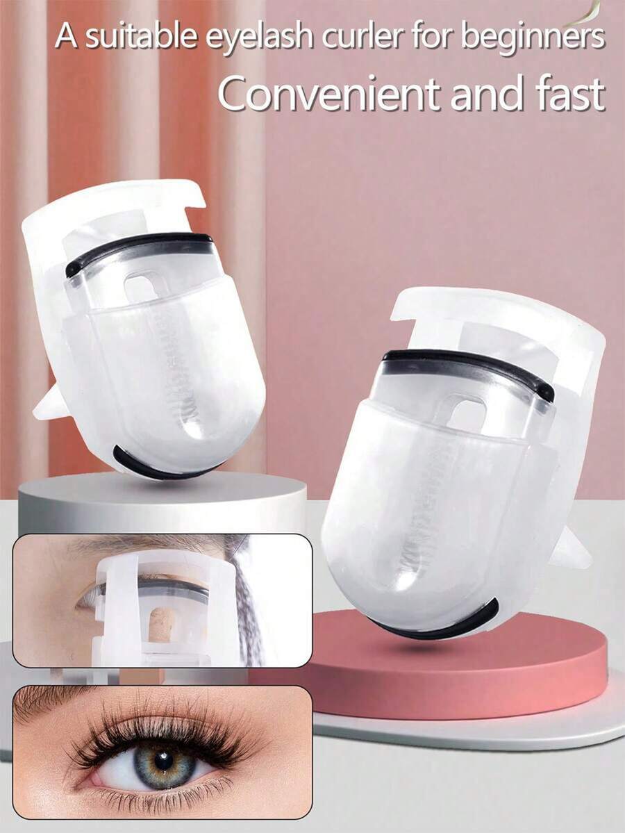 1pc Transparent White Portable Mini Eyelash Curler, Easy To Style Without Damaging Eyelashes, Fits Eye Shape, Wide Angle Without Pinching Eyelashes, Comes With Replaceable Pads For Easy Replacement, Suitable For Beginners, Makeup, Affordable, Room Decor, Vanity, Travel - Multicolor - View 1
