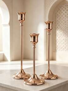 French Style Iron Candle Holder, Vintage Candlesticks, Rose Gold Metallic Finish, Ideal For Home Decor, Room Decoration, Parties & Holidays, Office Styling, Living Room Accents, Gifts For Valentine's, Birthdays, Graduation, Friends - Multiple Styles - View 9