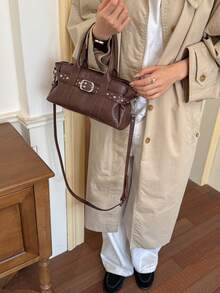 Minimalist Women's Handbag 2026 Fashion New Style Exquisite High-End Chic Rivet Luxury Shoulder Crossbody Bag - Brown - View 10