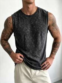 ZYNTH BALENO Tank Top Tanpa Lengan Kasual Leher Bulat untuk Pria di Musim Panas - Hitam - View 3
