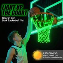 2pcs Glow-In-The-Dark Basketball Nets - Basketball Hoop Net Replacement | Heavy-Duty Anti-Whip Night Light Nylon Net Rings - Outdoor Sports Equipment Accessories Gift, Suitable For Pool, Beach, Backyard - 2pcs - View 3