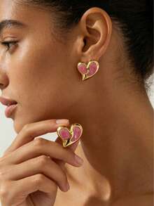Ins French Minimalist Lightweight Fresh Girl Stud Earrings, Shell Heart Shape, Suitable For Summer Travel Classic Daily Accessory, Skin-Friendly Sweat-Resistant 304 Stainless Steel Material, Girls Graduation Memorial Gift, Y2K Millennium Girl Commute Beach Gentle Luxury Earring, Versatile For Campus, Beach, Date Multiple Scenes, Student High Cost-Performance Matching Accessory. Student Back To School Gift, Wedding Season Gift. - Multicolor - View 5