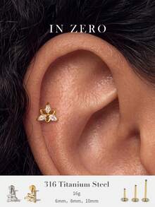 1 buah Anting Tusuk Segitiga 3-Cabang dengan Bagian Belakang Datar | Anting Belakang Datar CZ Baja Titanium Hypoallergenic | Anting Tusuk Segitiga Halus | Anting yang Dapat Ditumpuk | Anting Tulang Rawan - segi tiga - View 1