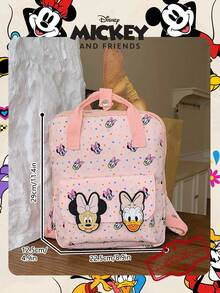 1pc Disney Official Licensed Minnie Mouse And Daisy Duck Pattern Backpack, Pink Polka Dot Full Print Daypack, With 3D Character Decoration, Cartoon School Bag, Suitable For Fans/Girls/Students/Teenagers/Graduates, Perfect For Daily Use, Outings, Travel, Shopping And Back To School Season - Pink - View 4