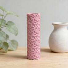 水花葉脈紋理黏土滾輪 DIY 工具，適用於聚合物黏土與翻糖，PLA 材質，耐用，3D 波紋水滴與葉脈深壓紋，防滑易清洗，適合水系瓷磚、自然藝術，適合初學者與專業人士 - 水花葉粉紅色 - 查看 3