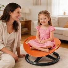 360°-Drehstuhl mit Balancefunktion – Integrierter Drehsitz mit 100 kg Tragkraft für drinnen und draußen, Familienunterhaltung, 45 x 39,5 x 25 cm - Orange - Übersicht 2