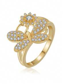1pc Fashionable Versatile Copper Material 18K Gold Plated Women's Ring, Suitable For Daily Commute, Gathering, Party, Accessory - JZ4467 - View 14