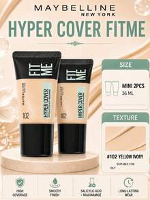 Maybelline 美寶林客製化粉底液完美版 102，試用裝 18ml*2件，輕盈貼合質地，高遮瑕，長效持妝，抗暗沉，黃白調 - 查看 2