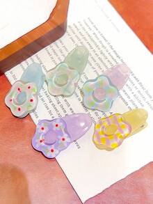 20/10pcs Jelly Color Floral Print Y2K Hair Clips, Durable And Non-Damaging, Energetic Sweet Cute Hair Accessories-Suitable For Girls And Teenagers, Daily School, Vacation, - Multicolor - View 8
