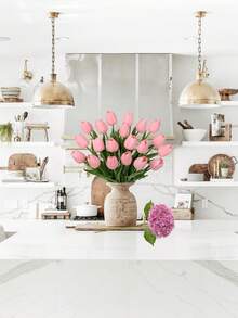 1/3/6pcs Realistic Artificial Tulip Flowers Home Decor INS Style Living Room Bedroom Decoration Fake Flowers Suitable For Home Decor, Wedding Decor, Holiday Decor - Candy Powder - View 9