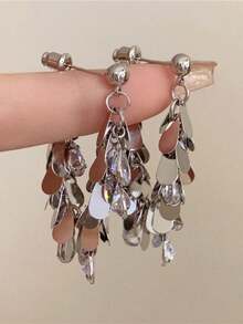 1 Pair Water Drop Shaped Metal Crystal Earrings, European And American Style, Personalized Fashion Vintage Stud Earrings, Women Girls Travel Wedding Party Accessories, Birthday Christmas Gift 2026 - Silver - View 5