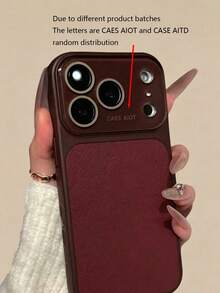 Luxury Litchi Texture Faux Leather Phone Case With Large Window, Suitable For 17 Pro Max, 17 Pro, 17, 16 Pro Max, 16 Pro, 15 Pro Max, 15 Pro, 13 Pro Max, 14 Pro, 16, 15, 14, 13, Lens Protection, Shock-Resistant Back Cover - Retro Red - View 4
