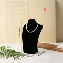 1pc Model Necklace Display Stand, Velvet Mannequin Necklace Jewelry Pendant Hanging Rack, Window Jewelry Exhibition Prop, Back To School Jewelry Display Rack, With Drawer Box, Suitable For Storing Earrings, Necklaces And Jewelry, Equipped With Wooden Base, Desktop Storage Box And Multi-Functional Hanging Storage Rack - Black - View 8