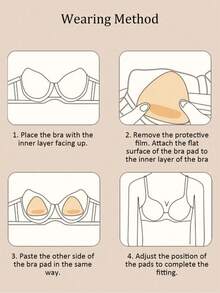 1/2 Pasang Bantalan Bra Perekat Dua Sisi yang Dapat Digunakan Kembali, Sisipan Bra Tak Terlihat yang Tebal, Tahan Air untuk Berenang - Aprikot - View 6