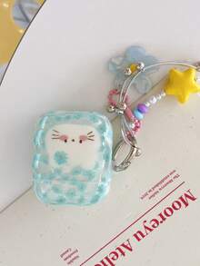 Casing Pelindung Motif Kucing Bunga Hijau Kompatibel dengan Earbud Bluetooth Nirkabel Apple Pro 3, Generasi ke-4, 1/2, Pro Generasi ke-3 Baru, Pro 2, Pelindung Anti Jatuh, Gaya Korea untuk Wanita - Hijau - View 3