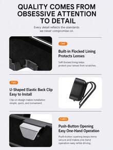 Car Sun Visor Fashion Glasses Storage Box, Car Fashion Glasses Storage Box With Scratch-Resistant Velvet Lining, Universal Vehicle Storage Box, Suitable For Fashion Glasses, Tickets And Cards, Snap Button One-Click Open Design, Convenient To Take And Put - A - View 9