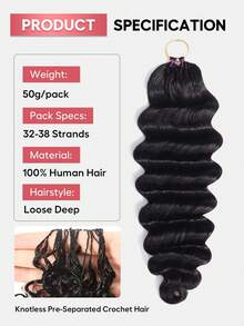 Tinashe Tóc nối móc Feather bằng tóc thật, sóng sâu lỏng, đã chia sẵn, tái sử dụng được, nút thắt Miracle, tóc tết phong cách Boho - SNatural - Xem 9
