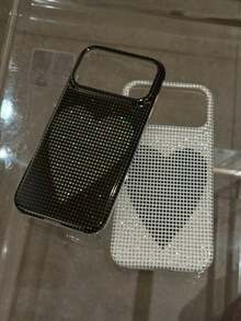 Schwarz-Weiß Polka Dot Silber Schwarz Herz Handyhülle kompatibel mit Apple 17 Pro Max 16 Pro Max 17 Pro 16 Pro 15, stoßfeste Schutzhülle, mädchenhafter Stil, personalisiertes kreatives Cartoon-Design für Frauen - Weiss - Übersicht 2