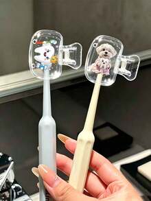 Cartoon Toothbrush Holder - Cute Design For Travel And Home Storage With Transparent Lid, Compact And Portable Design Easy To Carry, Protects Toothbrush Head, Dual Drainage And Ventilation Function, Suitable For Home, Dorm And Travel Use | Cute Toothbrush Head Storage Box Suitable For Bathroom Storage, Suitable For Home And Dorm Use - Multicolor - View 9
