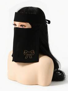 1PC Women's Fashion Minimalist Gold-Sprinkled Butterfly Niqab, Thin Breathable Face Veil, Elegant Muslim Accessory For Hijab And Abaya Daily Wear - Solid Color - View 5