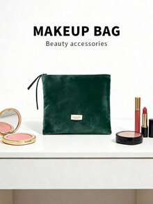 防污可折疊天鵝絨化妝包 大開口 日常通勤約會度假化妝禮盒 GUCCI-GIFT-87 - 墨綠色 - 查看 2