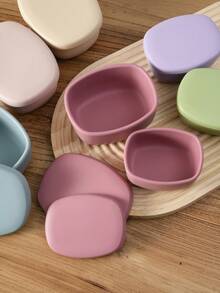 PopLittleOne 2PCS Weaning Feeding Tableware Set Silicone Baby Food Storage Containers With Lid Portable Reusable Baby Dinner Box Baby Daily Essentials - Multicolor - View 2