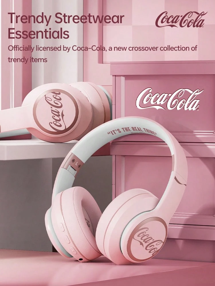 Coca-Cola T05 Wireless Over-Ear Headphones, 40mm Dynamic Driver, Upgraded Wireless 6.0, Foldable Lightweight Design, 25-Hour Battery Life, Wired/Wireless Dual Mode, Perfect Gift For Music Lovers - View 1
