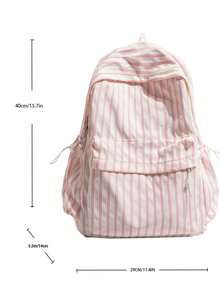 Minimalist Large Capacity Striped Backpack With Multiple Pockets, Suitable For Travel, Shopping, Vacation, Can Hold Laptop, Textbooks, Clothes - Style Type - View 2