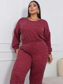Plus Size Co-Ords - Wine Red - View 3
