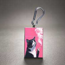 1pc Cat Funny Print Portable Ashtray With Pull-Up Design, Cat Reminder Pattern, Ashtray Gift - One Size Fits All - View 7
