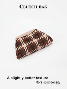 Women's Handheld Makeup Bag, Geometric Striped Crochet Cosmetic Storage Pouch, Travel/Shopping Use, Perfect Match For Vacation Outfits - Multicolor - View 10