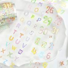 1 Roll Die-Cut PET Tape, Colorful Fun Letter Collection Series Ins Style Fresh Hand-Drawn Letter & Number Stickers, Transparent Waterproof Self-Adhesive, Suitable For Scrapbooking, Diary Decoration, Photo Album DIY, Gift Cards, Guka Scene Making, Student Note Annotation, Schedule Planning, Creative Decoration, Gift Wrapping And More Versatile Scenarios - 1 Roll - View 3